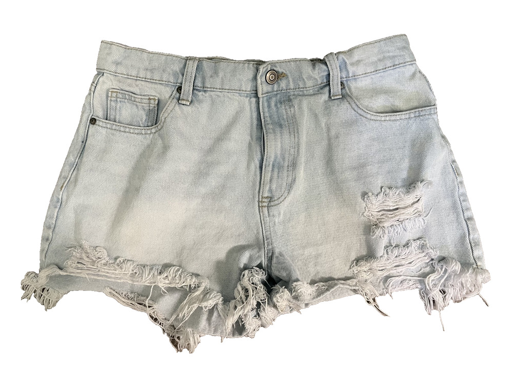 Girls Juniors No Boundaries Size 11 High Rise Light Wash Denim Distressed Shorts